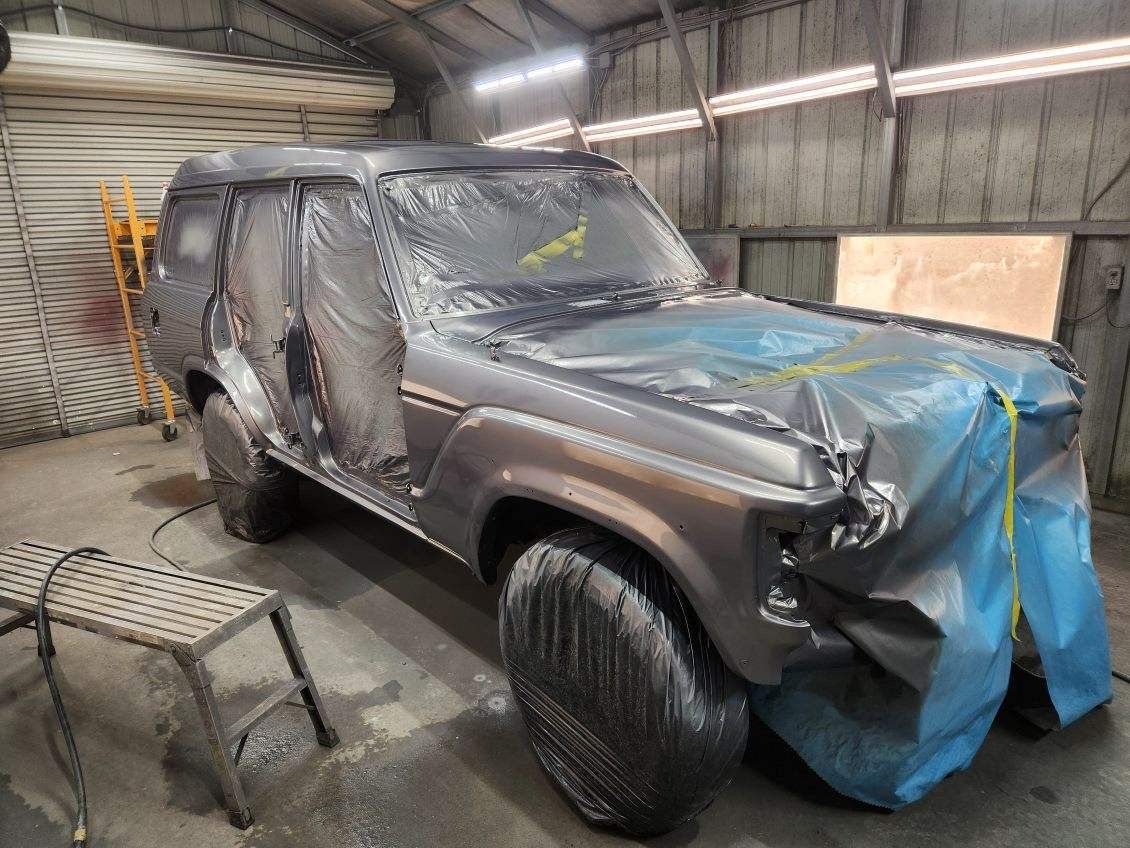 Painted driver side in booth