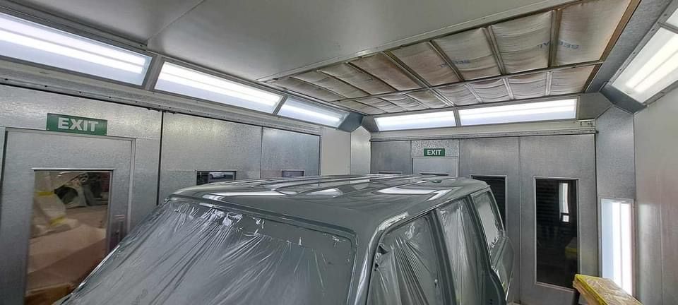 In the paint booth