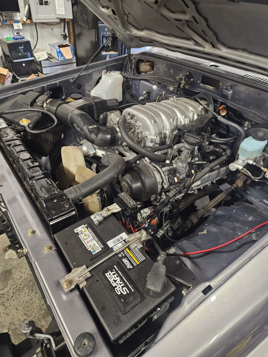 2UZ FE engine bay with intake and cold air setup